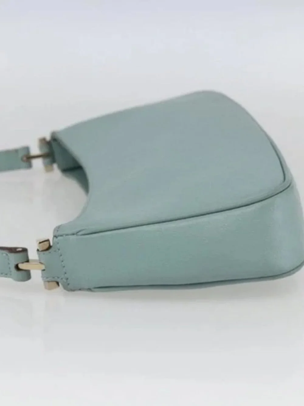 GUCCI Micro GG Canvas Shoulder Bag Leather Light Blue Gold 001 5155 Auth 173651 - Picture 4 of 16